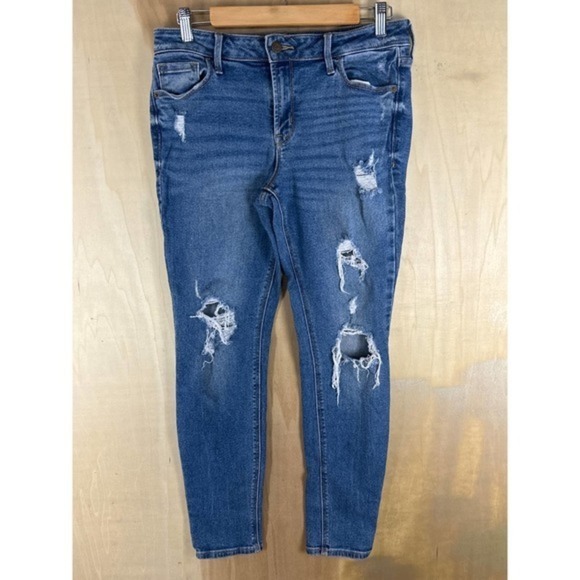 Old Navy Jeans Womens 8 Rock Star Super Skinny Mid Rise Distressed - Picture 1 of 9